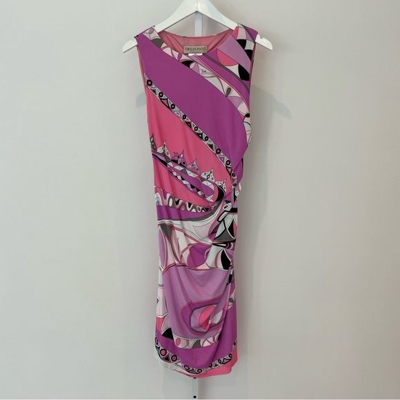 EMILIO PUCCI PINK MULTI PRINT DRESS MODEL 41RL15 SIZE IT 44 / US 10 NWTS! - Picture 3 of 17